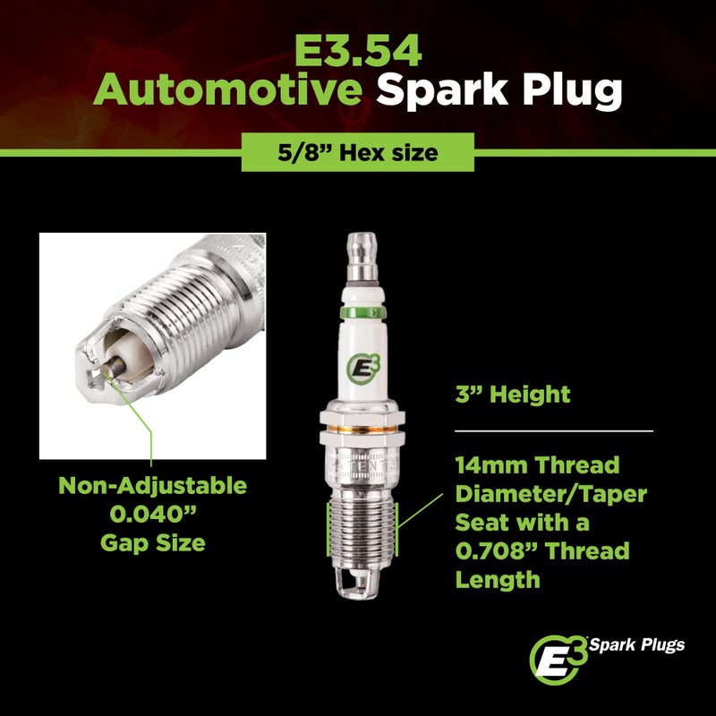 E3 Spark Plugs E3.54 Premium Automotive Spark Plug with DiamondFIRE Technology, 14mm Thread Diameter, 0.708â€ Reach, Taper Seat, Resistor, Pack of 1 - Image 4